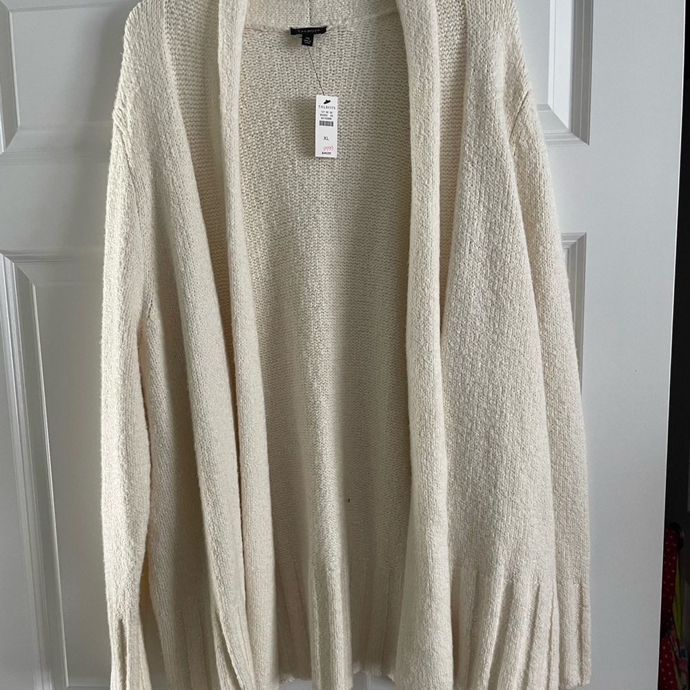 NWT Talbots Off White Long Cardigan. XL